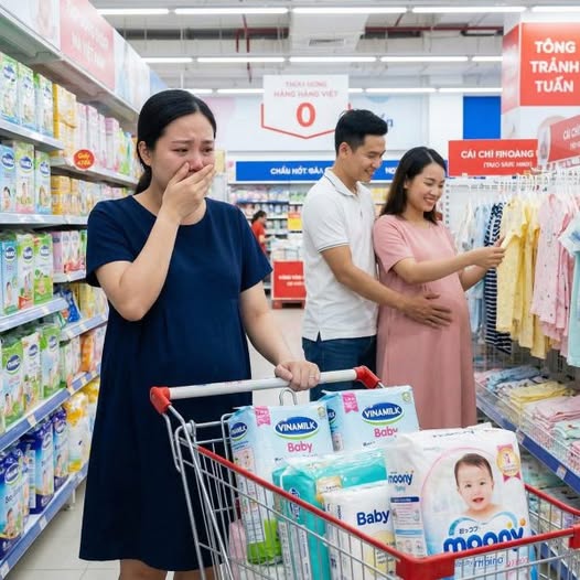 Đi một mình đi sắm đồ sơ sinh, cô vợ nào ngờ b;ắt gặp cảnh chồng mình ân cần đẩy xe cho một người phụ nữ b;ụng b;ầu khác. Không g;ào kh;óc, không đá;nh gh;en ầm ĩ giữa siêu thị,