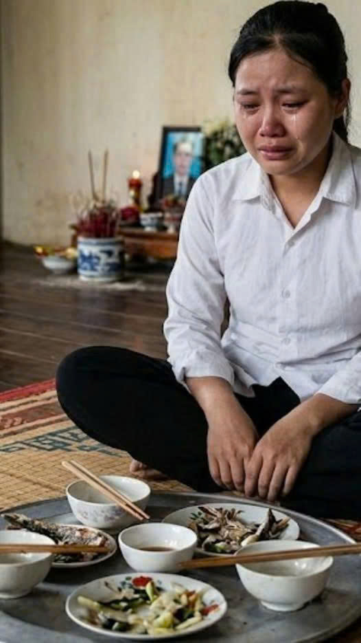 Vợ nấu nướng xong còn bận cho 2 con nhỏ ăn, lúc quay vào mâm cơm chừa lại đúng bộ xư::ơng cá