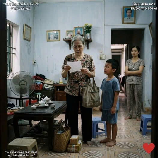 B ị con dâu “mời” về quê, trước khi đi cháu nội dúi vào tay tờ giấy ghi 4 từ khi ến tôi t;;ái mặt