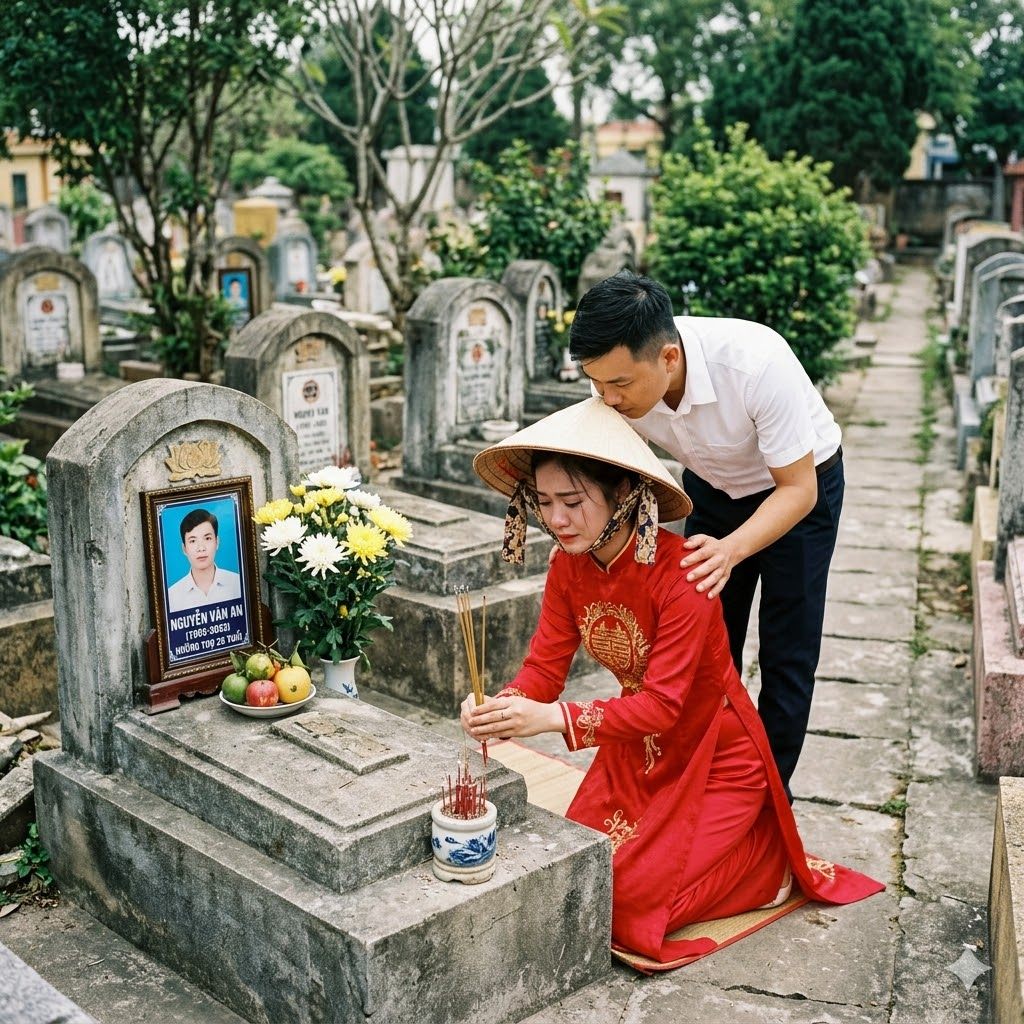 Trên đường về quê chồng mới, cô dâu bắt tài xế dừng lại ở ngh;;ĩa tra//ng để thắ/p nha;;ng cho chồng cũ. Nhưng sau khi rời đi, tài xế thì thầm với tai cô dâu nói mình đã nhìn thấy…