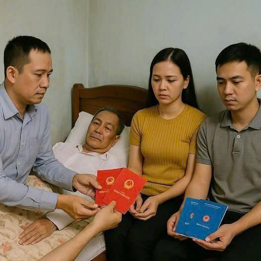 Anh Cả 2 cuốn sổ đỏ, anh hai được 2 số tiết kiệm 15 tỷ, còn cái Lan ta cho 1 chỉ vàng dù gì cũng sắp lấy chồng