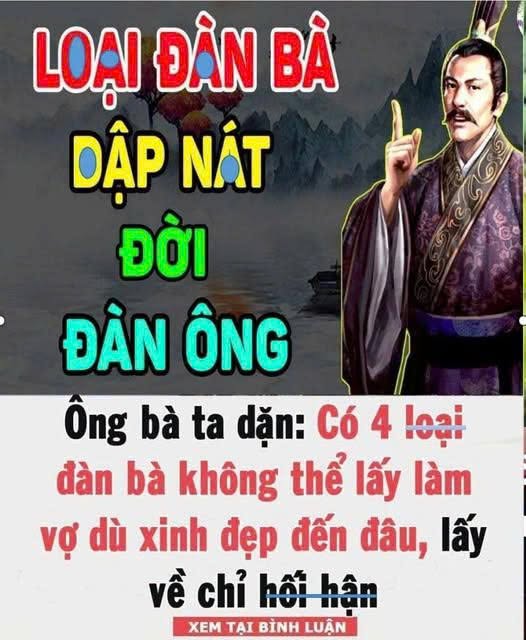 Có 4 loại đ/àn bà không thể lấy làm vợ dù xinh đẹp đến đâu, lấy về chỉ h/ối h//ận