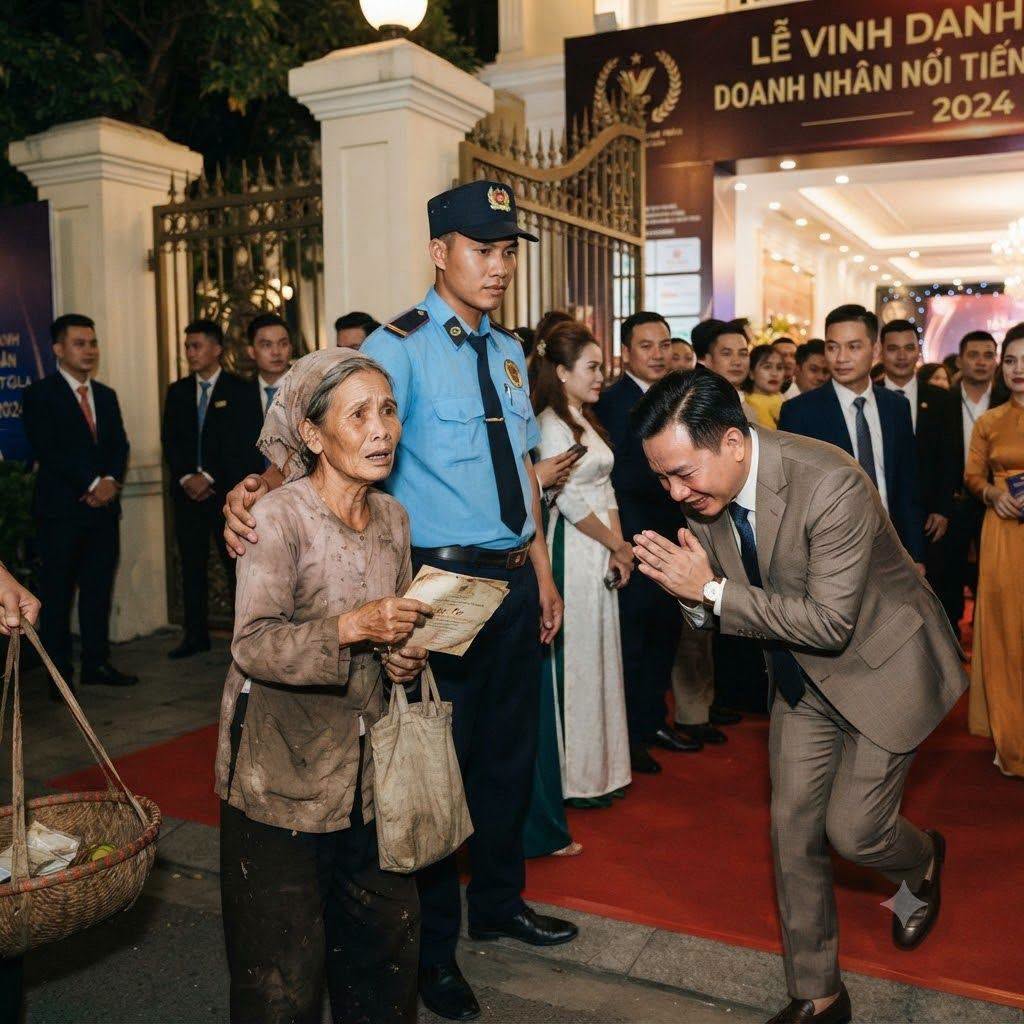 Là người bán hoa quả ngoài chợ nhưng bấtngờ nhận được giấy mời đến lễ vinh danh của một doanh nhân nổi tiếng
