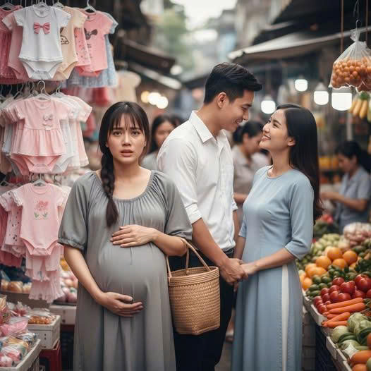 Gần sinh, vợ một mình đi sắm đồ cho con, nào ngờ lại thấy chồng đưa b//ồ đi chợ