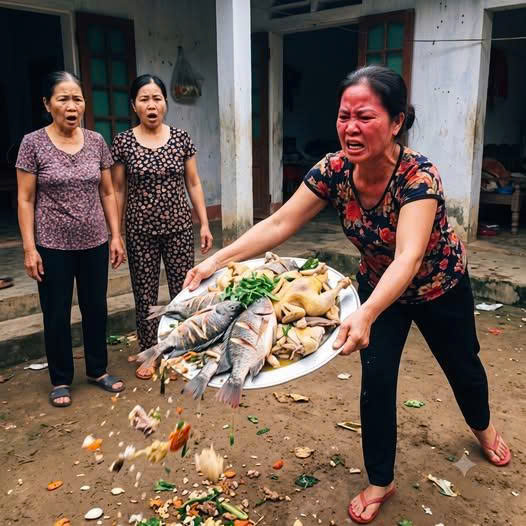 Con dâu h;ất tu.ng mâm cỗ ê hề vì mẹ chồng, 10 phút sau cả xóm n;áo lo;ạn chứng kiến…